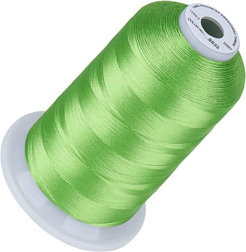 simthread 5500Yds Embroidery Thread, 5000M High-Yardage 40WT 100% Polyester Thread – 170+ Vivid Colors, High-Speed Rated – Compatible with Brother, Singer, Janome & More - Electric Green S035 - Image 1